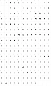 Mapa de caracteres da fonte Squitcher