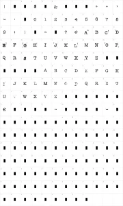 Mapa de caracteres da fonte Stampwriter-Kit