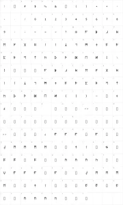Mapa de caracteres da fonte Standard Celtic Rune
