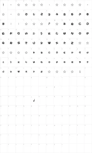 Mapa de caracteres da fonte Star Dust