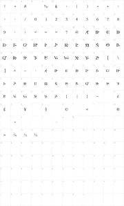 Mapa de caracteres da fonte Star Hound