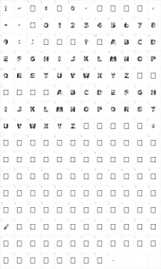 Mapa de caracteres da fonte Starbust