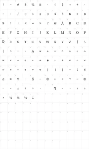 Mapa de caracteres da fonte Stargate