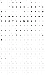 Mapa de caracteres da fonte Stencil Export