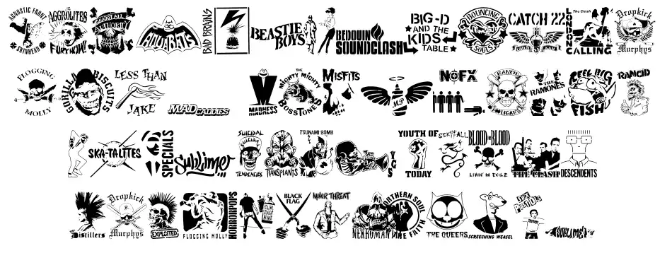 Stencil Punks Band Logos