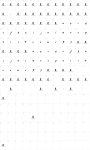 Mapa de caracteres da fonte Sticky Things