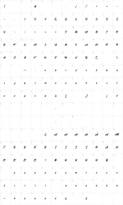 Mapa de caracteres da fonte Stink on the Death