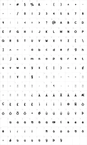 Mapa de caracteres da fonte Stout Deco