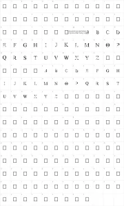 Mapa de caracteres da fonte Strip Letter 1