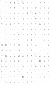 Mapa de caracteres da fonte Stylograph