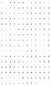 Mapa de caracteres da fonte Subtlety
