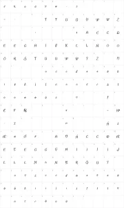 Mapa de caracteres da fonte Summertime