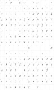 Mapa de caracteres da fonte Sunshine In My Soul