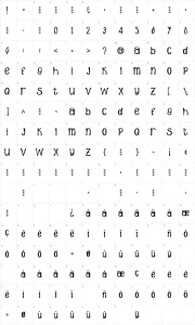 Mapa de caracteres da fonte Sunshine Poppy