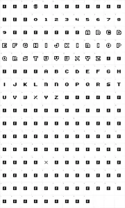 Mapa de caracteres da fonte Super Mario Bros. 3