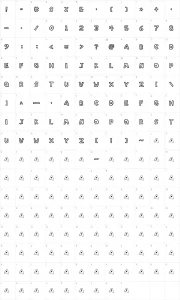 Mapa de caracteres da fonte Super Mario Bros.