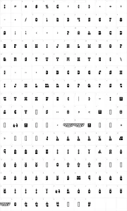 Mapa de caracteres da fonte Superfly