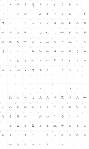 Mapa de caracteres da fonte Surrendered Heart
