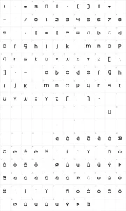 Mapa de caracteres da fonte Swatch