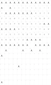 Mapa de caracteres da fonte Sweet Heart