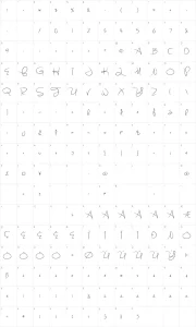 Mapa de caracteres da fonte Sweetly Broken