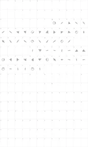 Mapa de caracteres da fonte Swinging