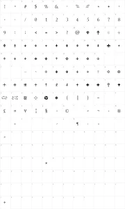 Mapa de caracteres da fonte Symbol Crucifix