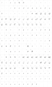 Mapa de caracteres da fonte Symphonie CAT