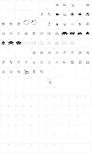 Mapa de caracteres da fonte Taito All Stars