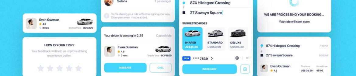 Taxi Booking UI Components Template (Sketch)