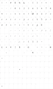Mapa de caracteres da fonte Teaspoon Display