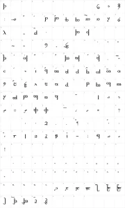 Mapa de caracteres da fonte Tengwar Elfica
