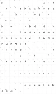 Mapa de caracteres da fonte Tengwar Optime Diagon
