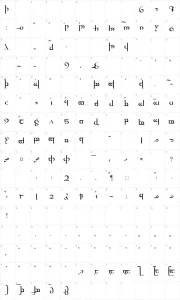 Mapa de caracteres da fonte Tengwar Quenya