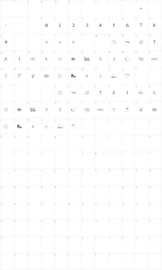 Mapa de caracteres da fonte Textbook Math