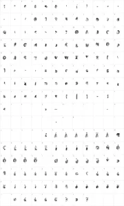 Mapa de caracteres da fonte TH3 Machine