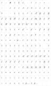 Mapa de caracteres da fonte Thank You