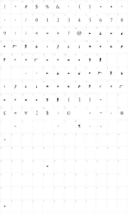 Mapa de caracteres da fonte The Best Night