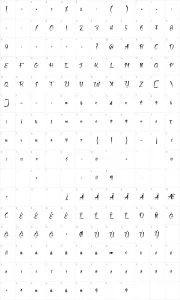 Mapa de caracteres da fonte The Black Pearl