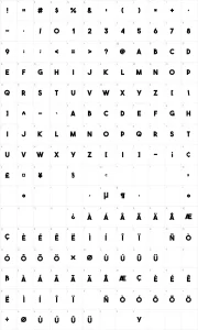 Mapa de caracteres da fonte The Bold Font