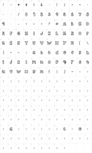 Mapa de caracteres da fonte The Bubble Letters