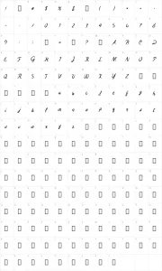Mapa de caracteres da fonte The Cuban Wrestler