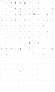Mapa de caracteres da fonte The Daily Bread