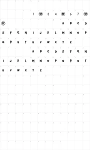 Mapa de caracteres da fonte The Dark