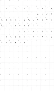 Mapa de caracteres da fonte The Gingerbread House
