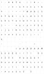 Mapa de caracteres da fonte The Great Escape