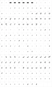 Mapa de caracteres da fonte The Gunslinger Waterdrop