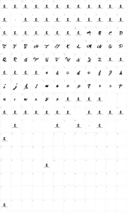 Mapa de caracteres da fonte The Hit