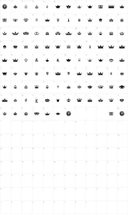 Mapa de caracteres da fonte The King