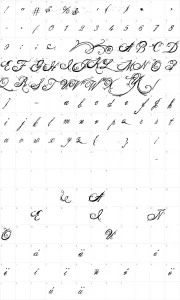 Mapa de caracteres da fonte The King & Queen font